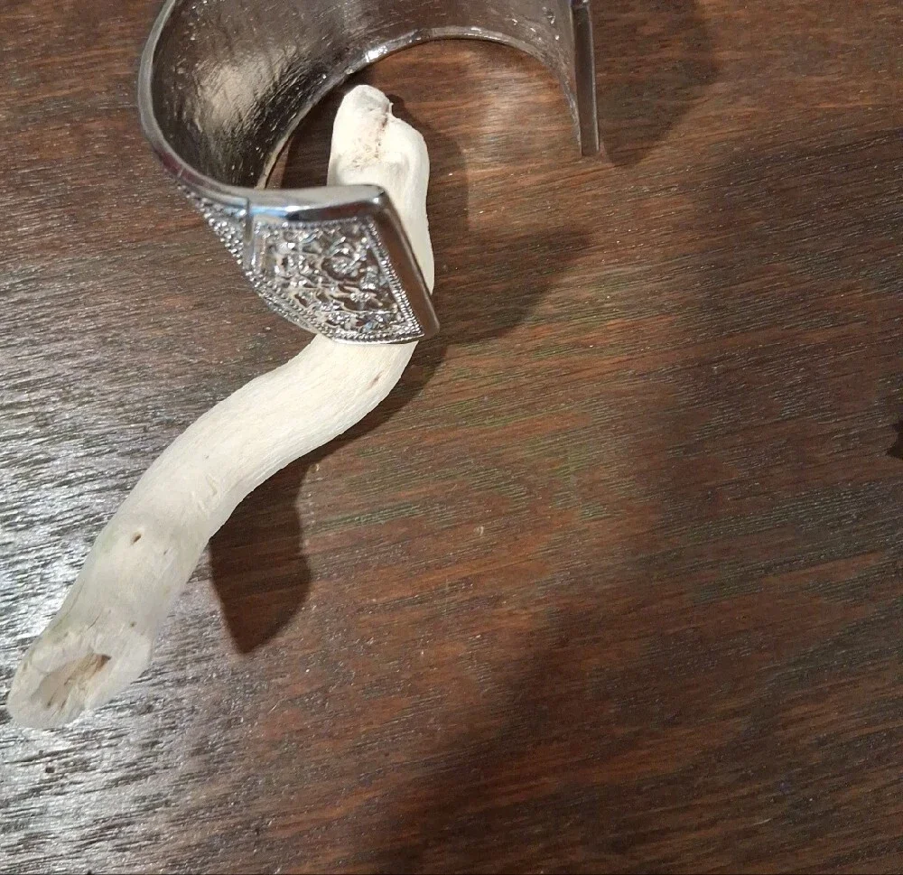 Silvertone Textured Wide Cuff Bracelet Very Good Condition
